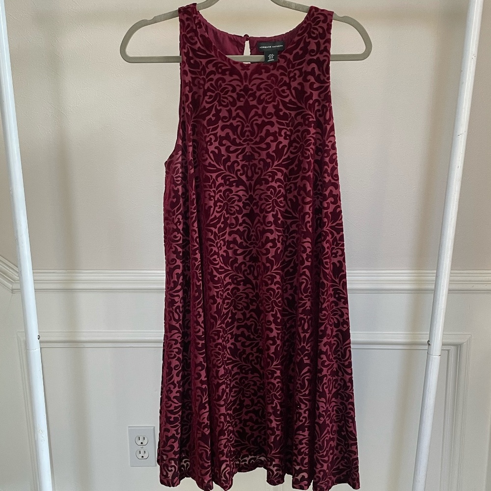 Adrienne Vittadini Velvet Burnout A-Line Mini Dress/Tunic